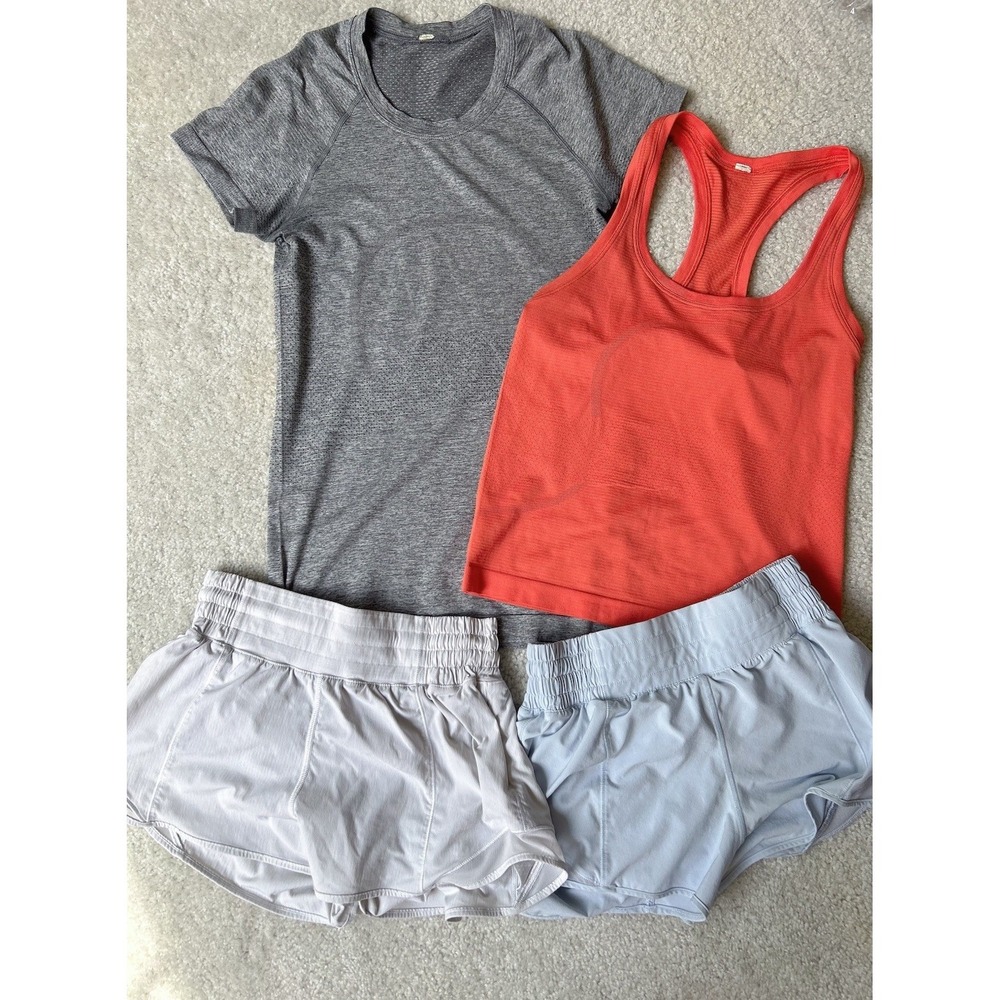 Lululemon Lot 4pc Bundle Swiftly Tech SS Shirt Tank Top Hotty Hot shorts Size 4